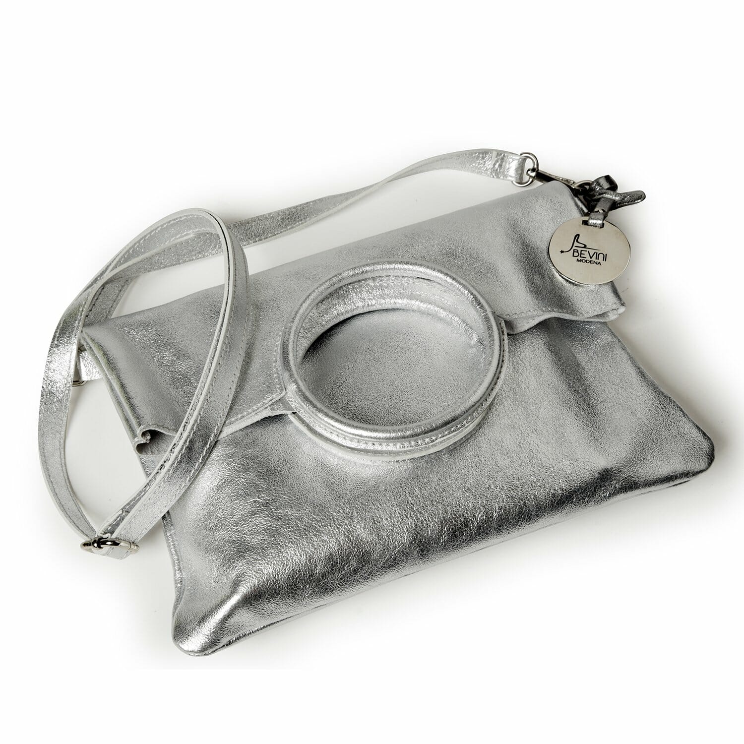 Suede Metallic Laminated Leather Handbag (B247)
