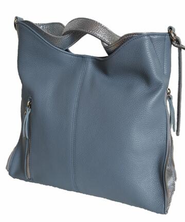 Dollaro Leather & Laminated Silver Shoulder Bag (B127)