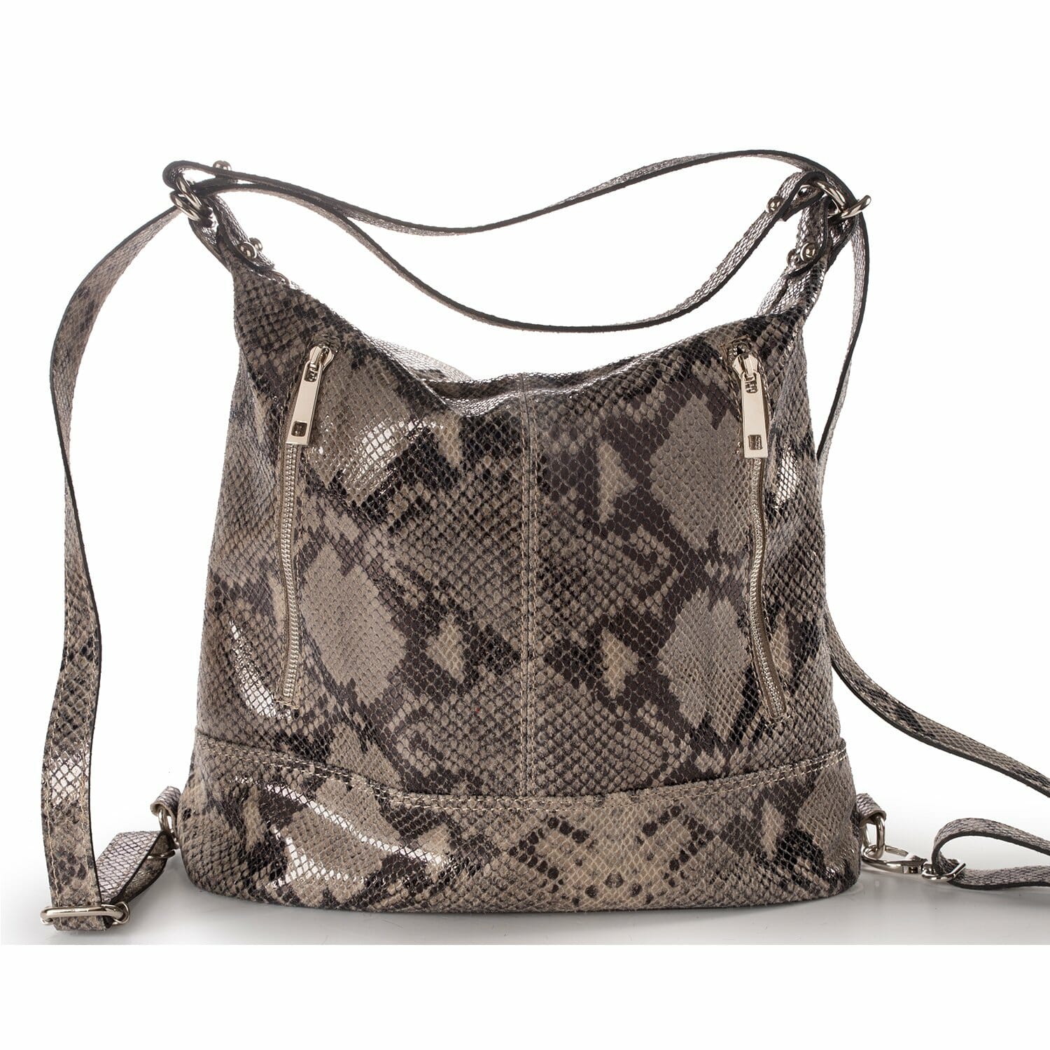 Python Leather Convertible Backpack-Tote (B290)