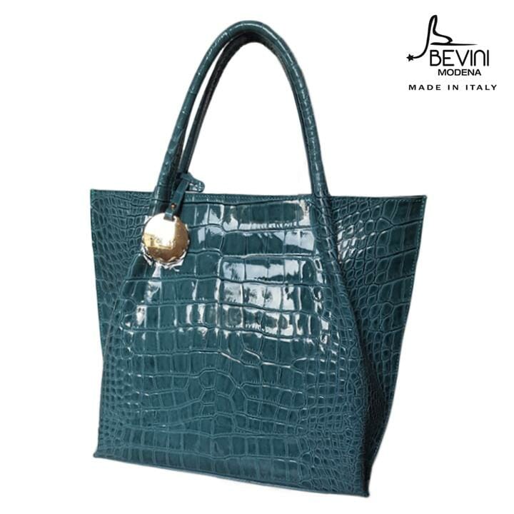 Mid-Size Croc Print Leather Tote (Style B5)