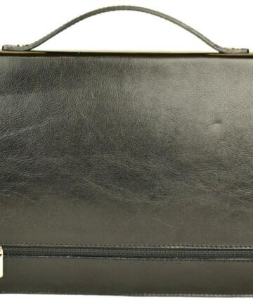 Luca Genuine Leather Folder with Door Handle Documents - Black