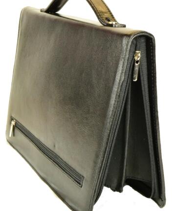 Luca Genuine Leather Folder with Door Handle Documents - Black