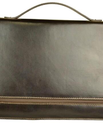 Luca Genuine Leather Folder with Door Handle Documents - Dark Brown