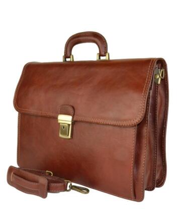 Pietro Professional Man Briefcase in Real Leather - Brown