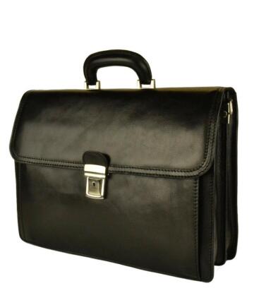 Pietro Professional Man Briefcase in Real Leather - Black