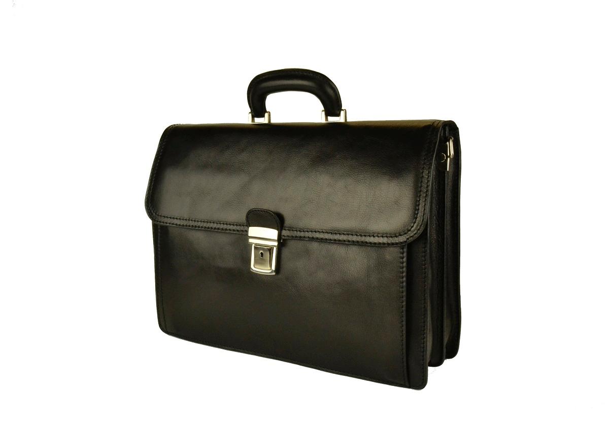 Pietro Professional Man Briefcase in Real Leather - Black