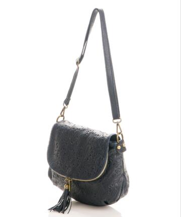 Cristina Genuine leather woman shoulder bag - BLACK