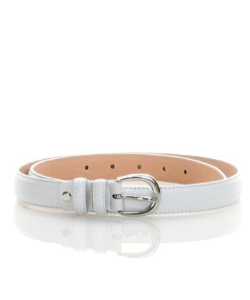 Woman Genine Leather Belt with Metal Finish. Made in Italy - White