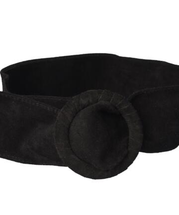 Woman Genuine Suede Leather Belt. Made in Italy - Black