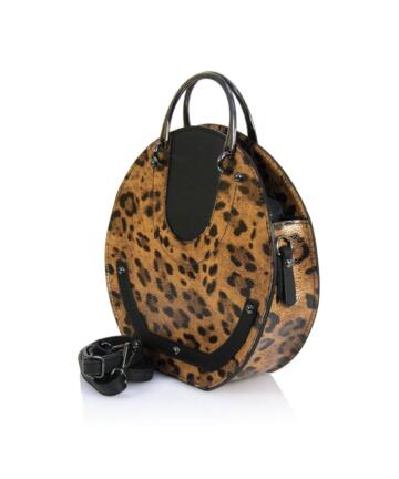 Mirabella - Genuine leather woman shoulder bag in leopard print - Leather