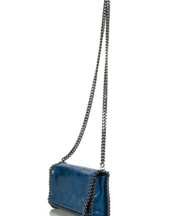 Venecia Clutch in Genuine Suede with Silver Chain - BLUE JEANS