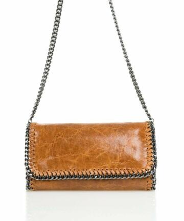 Venecia Clutch in Genuine Suede with Silver Chain - LEATHER