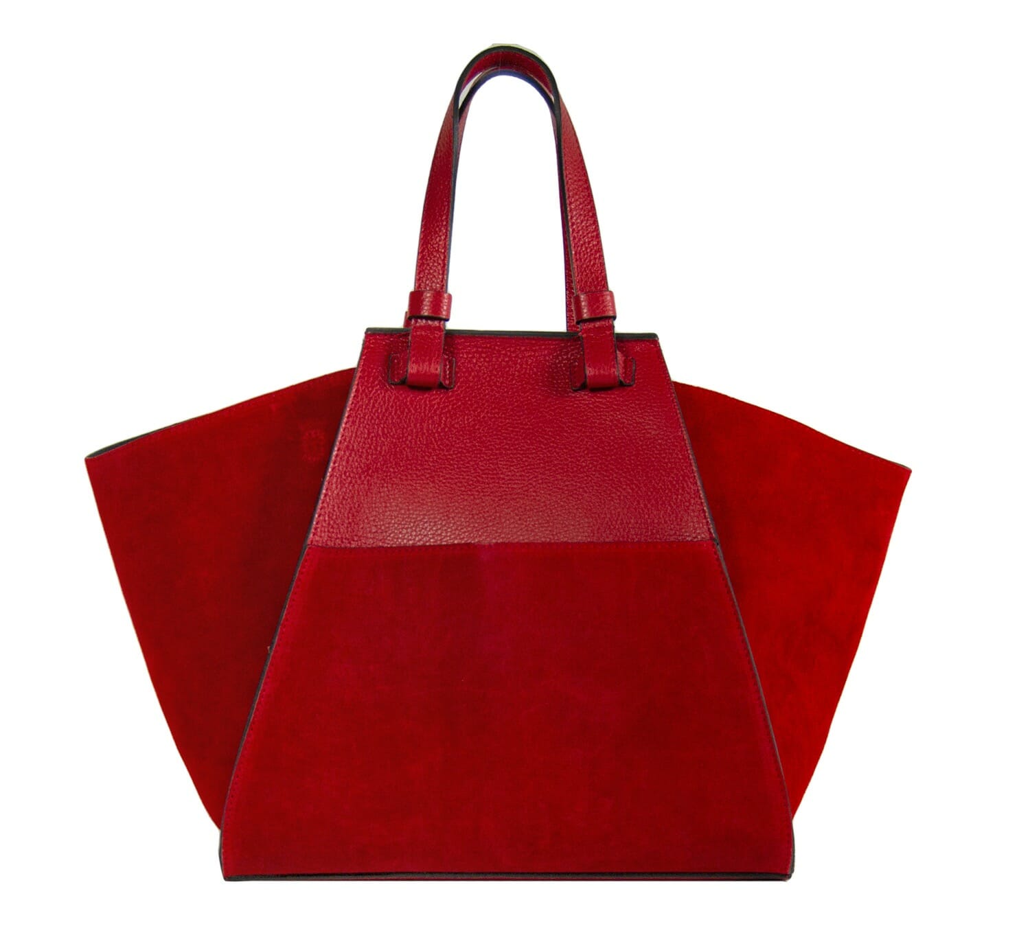Romana Genuine grained and suede leather handbag - RED