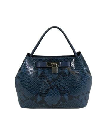 Teresa Genuine leather snake-embossed handbag - BLUE
