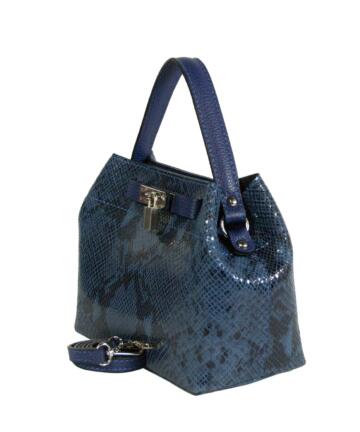 Teresa Genuine leather snake-embossed handbag - BLUE
