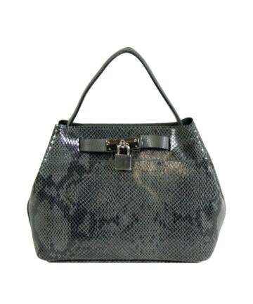 Teresa Genuine leather snake-embossed handbag - GREY