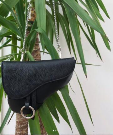 Marsella Genuine Leather Saddlebag / Shoulder Strap - BLACK