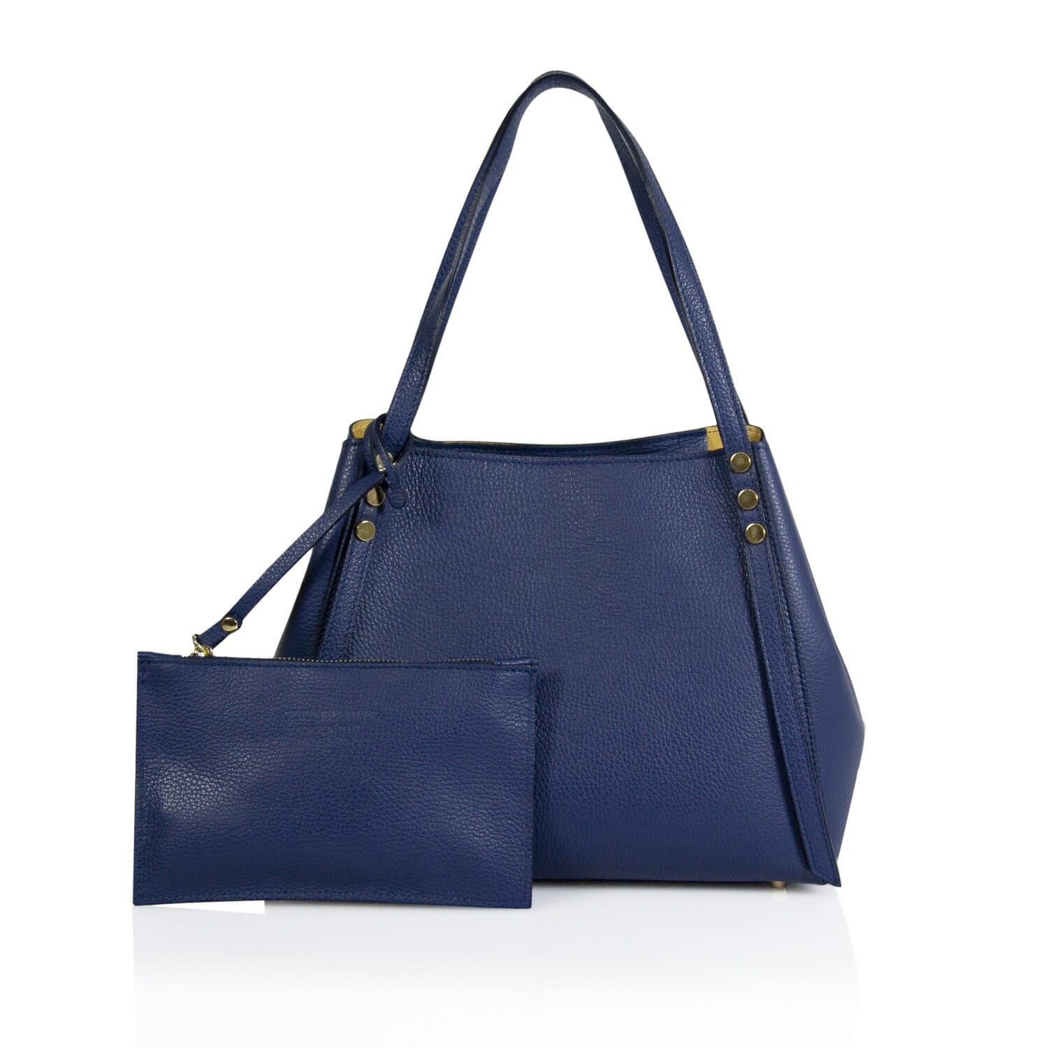 Quintina Expandable Leather Handbag  with Detachable  Coin Purse - DARK BLUE