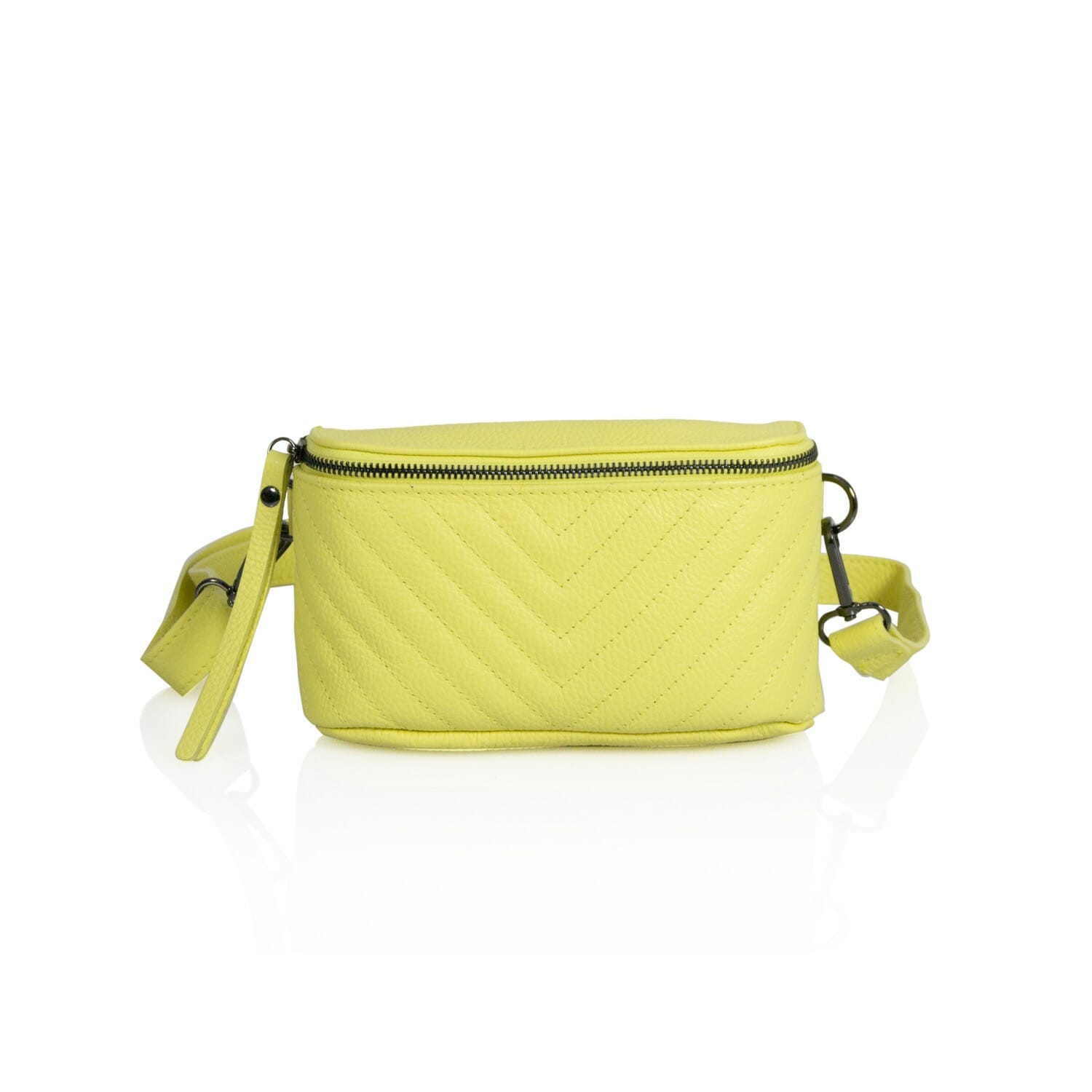 Sofia Quilted Leather Shoulder Bag - YELLOW
