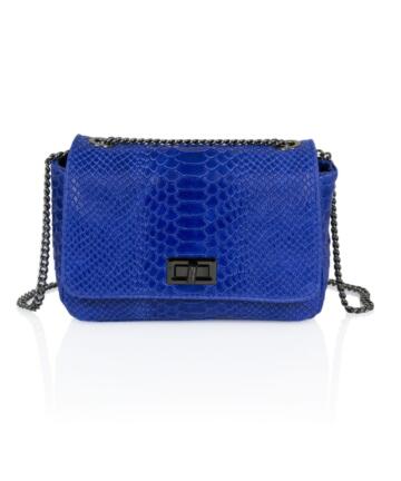 Letizia   Python Printed Genuine Leather Bag - ELECTRIC BLUE