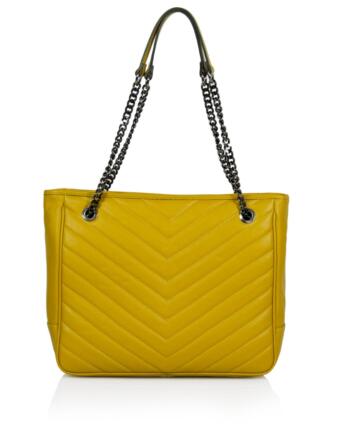 Jovana Quilted  Leather Shoulder Bag - YELLOW