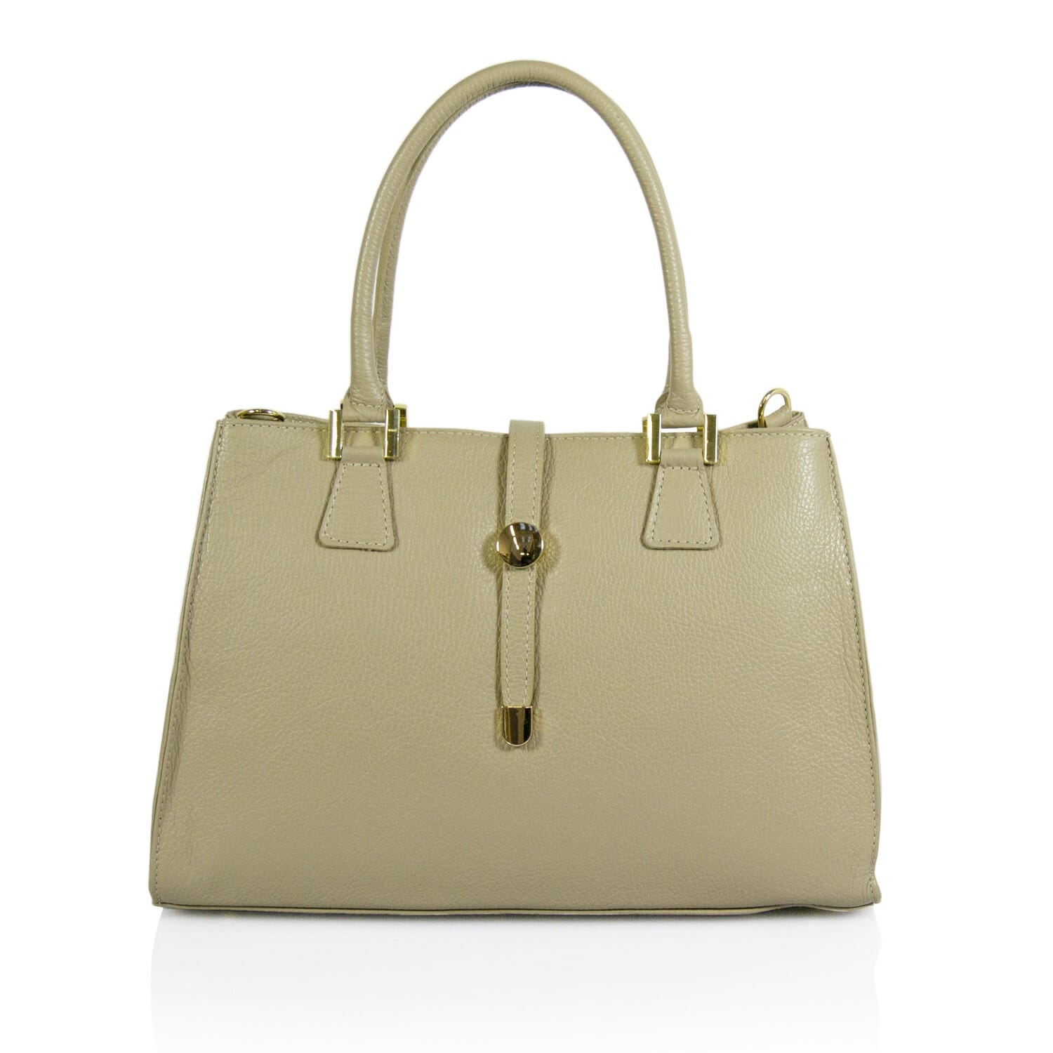 Leonora  Genuine Dollar Leather Handbag - TAUPE