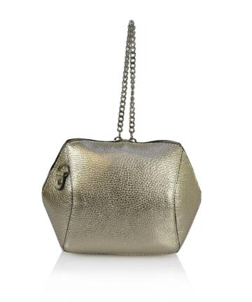 Batista Dollar Leather Geometric Handbag - GOLD