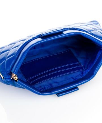 Mia-1 Clutch Bag in Genuine Quilted Leather - ELECTRIC BLUE