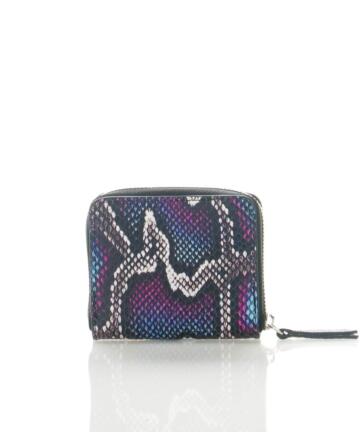 Lavanda-1 Small Wallet Python Print with Zip Opening - BLUE