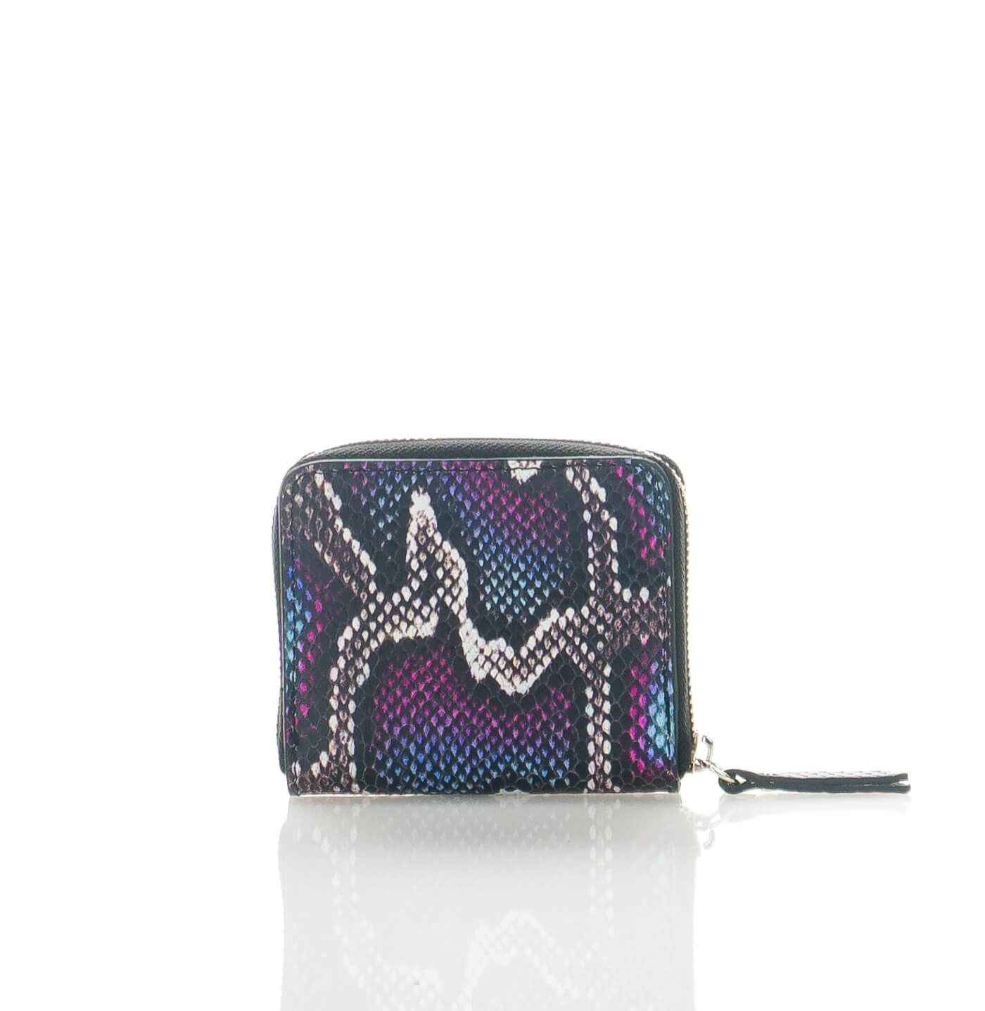 Lavanda-1 Small Wallet Python Print with Zip Opening - BLUE