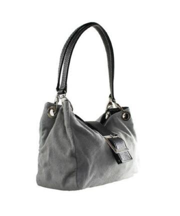 Zeta Genuine Suede Leather Bag - GREY