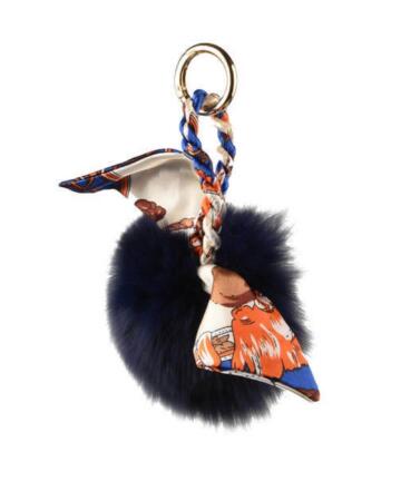 Keychain in Ecological Fur with Scarf - BLUE