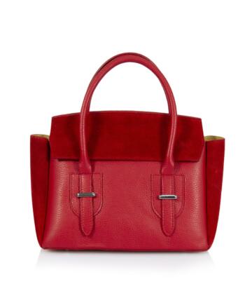 Idalia Genuine Leather and Suede Leather Bag - RED