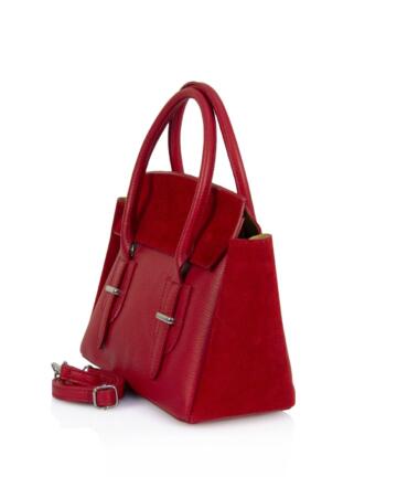Idalia Genuine Leather and Suede Leather Bag - RED