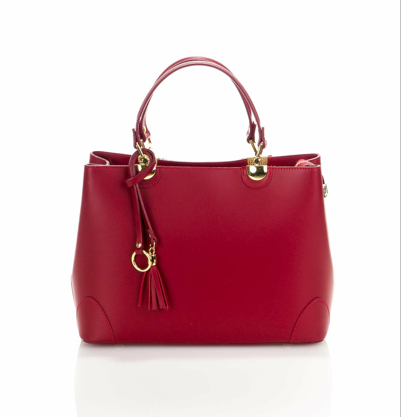 Undina Genuine Wrinkle Skin Handbag - RED