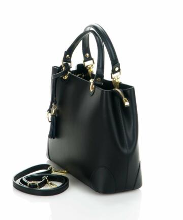 Undina Genuine Wrinkle Skin Handbag - BLACK