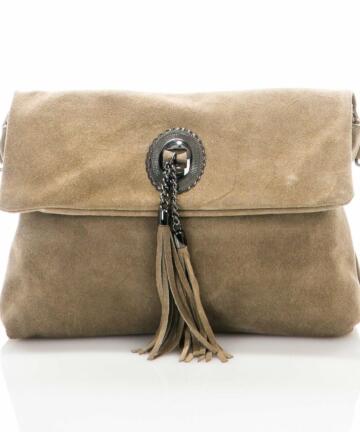 Titiana Genuine Suede Leather Bag - TAUPE