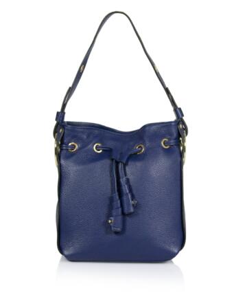 Bambi Genuine Leather Bucket Bag - DARK BLUE