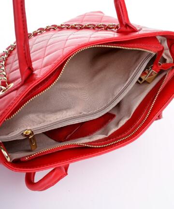 Isabella Quilted Genuine Leather Bag - RED