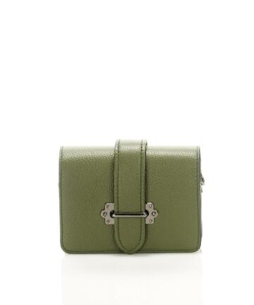 Editta Convertible in Pouch Genuine Leather  Bag - GREEN
