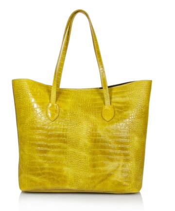 Simona Coconut Print Genuine Leather Shopper Bag - YELLOW