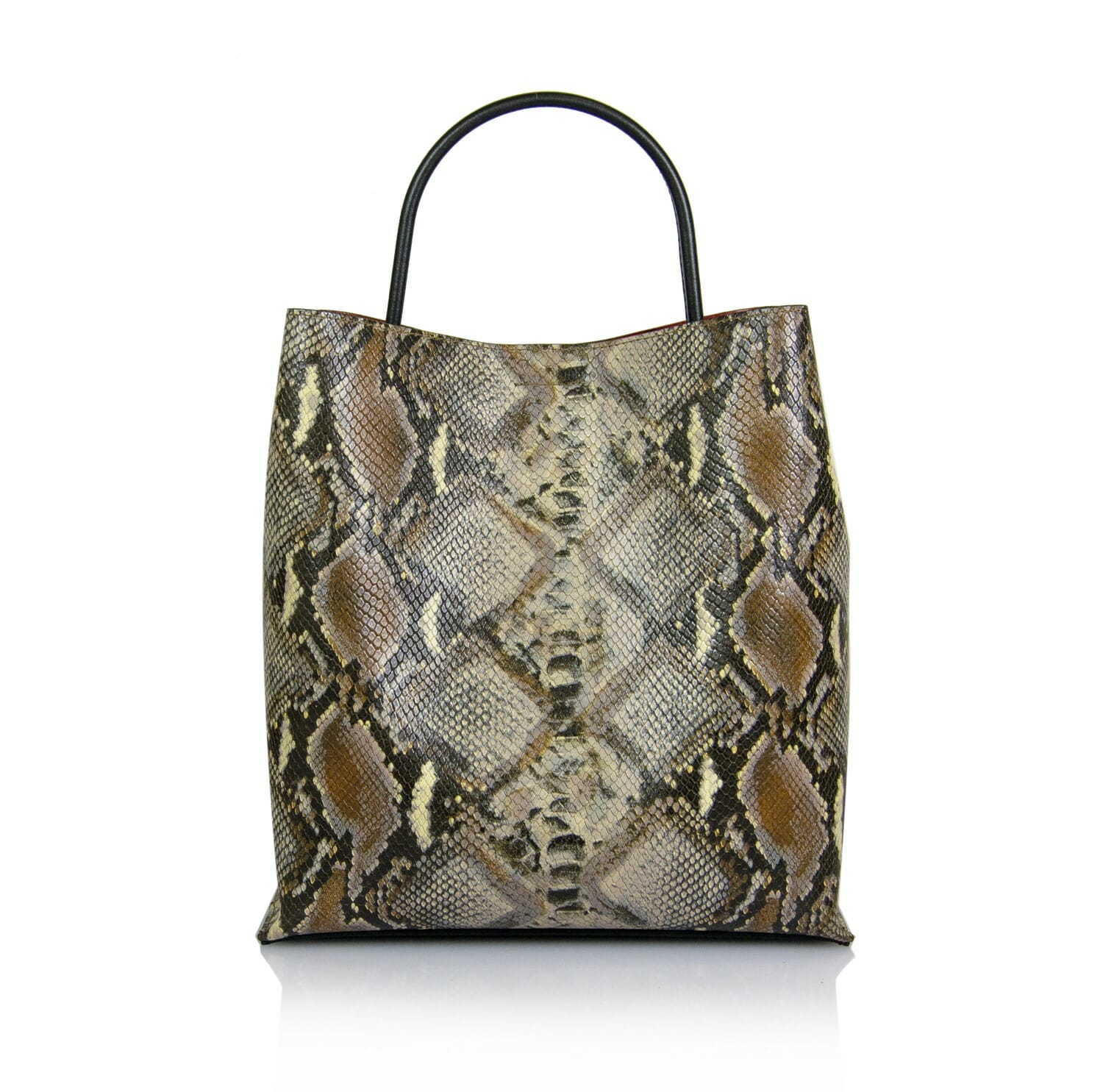 Simonetta Genuine Leather Shopper Bag in Crocodile Print. - TAUPE