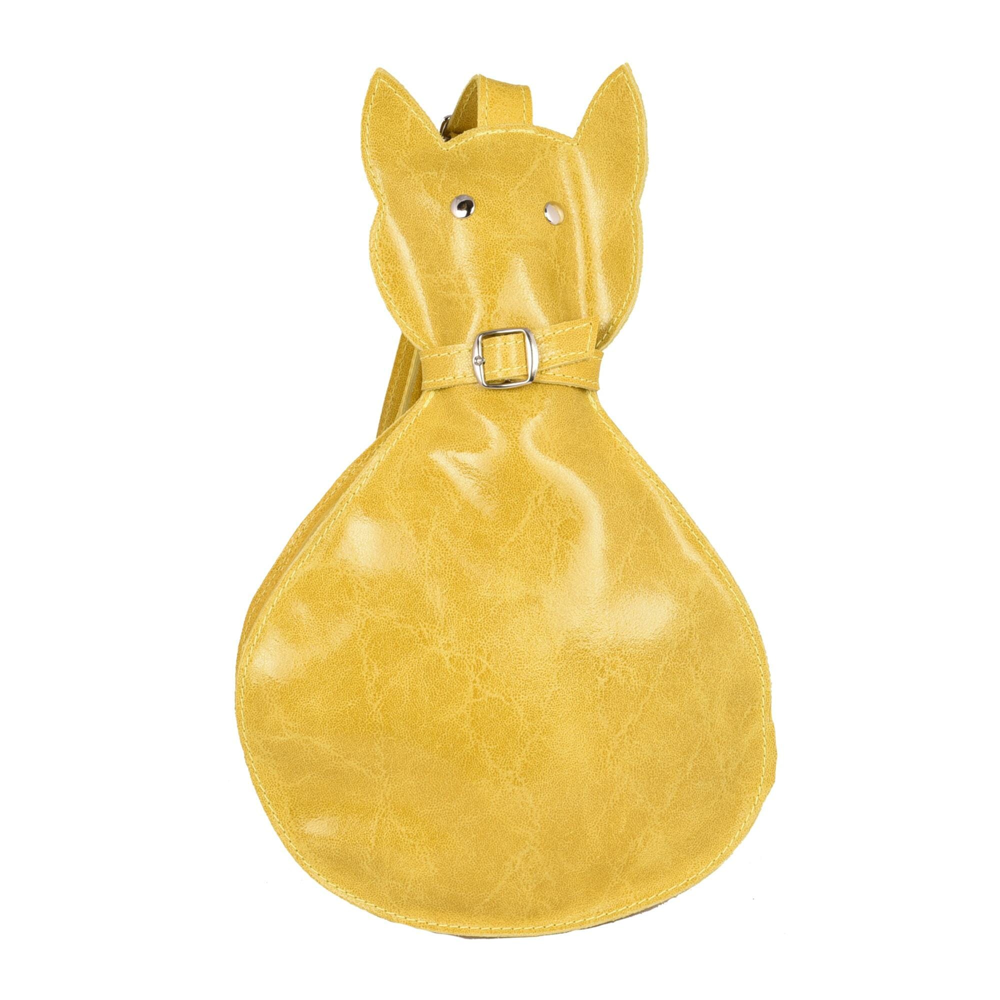 Pippa ?at-shaped Genuine Leather Backpack - YELLOW