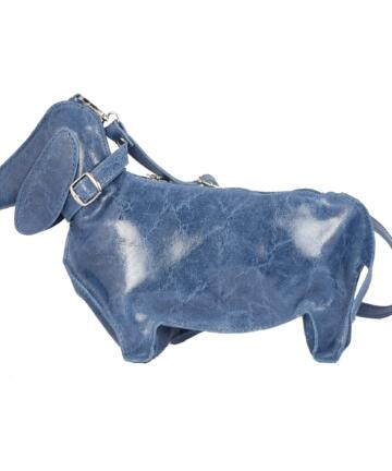 Caro Dog-shaped Genuine Leather Backpack - BLUE