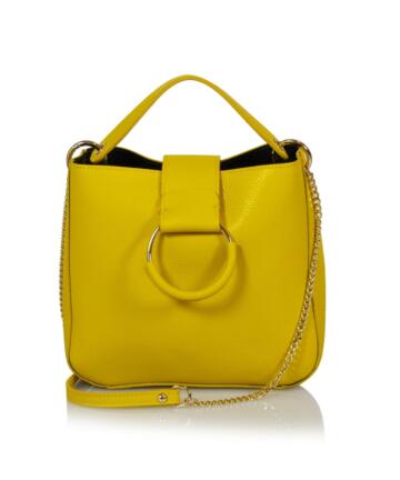 JULIENT Cinzia Tote Genuine Dollar Leather Bag - Yellow