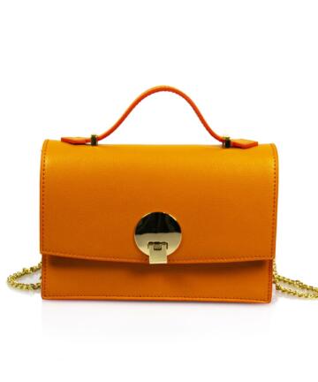 JULIENT Brunetta Shoulder Saffiano Leather Bag - Orange