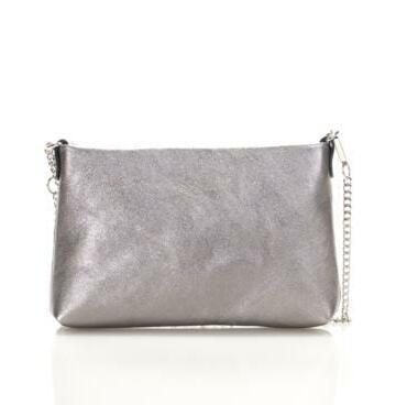 JULIENT Elisabetta Genuine Leather Metalic Chain Strap Bag - Silver