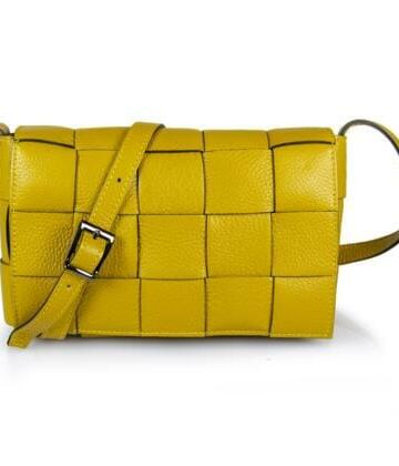 JULIENT Delphine Braided Genuine Leather Bag - Yellow