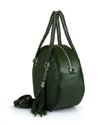 JULIENT Eleanora Genuine Leather Diagonal Stitching Bag - Green