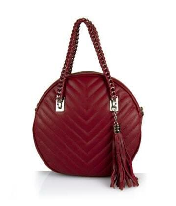 JULIENT Eleanora Genuine Leather Diagonal Stitching Bag - Red